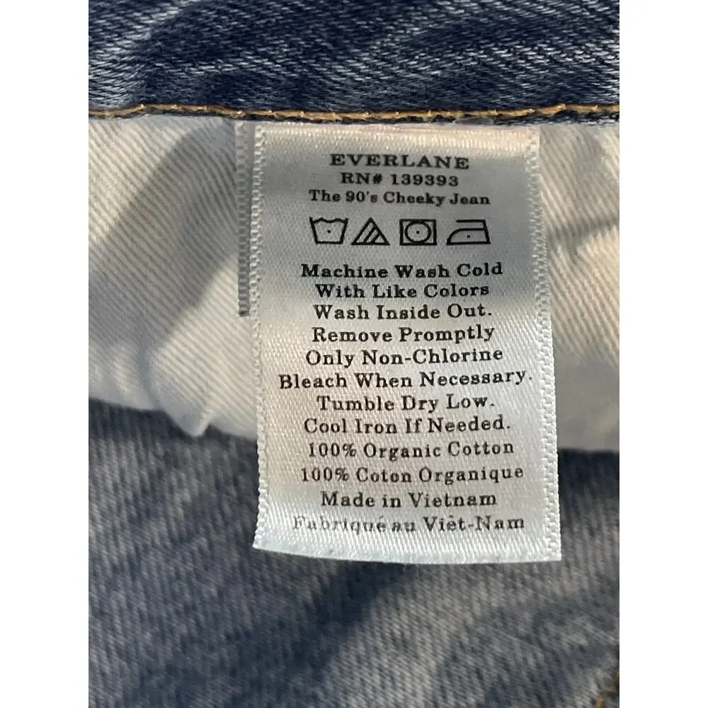 Everlane The 90's Cheeky Blue High Waisted Straight Leg Denim Jeans Pants Sz 26